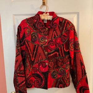 Sandy Starkman whimsical red jacket